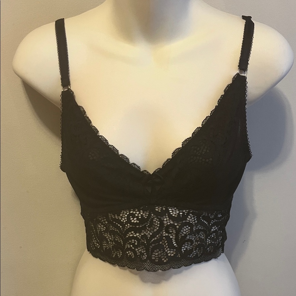 Black Lace Bralette Crop Top - Unbranded